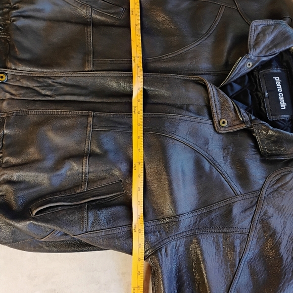 Pierre Cardin Vintage Leather Bomber Jacket Brown Full Zip Mens Size Large - Picture 15 of 16